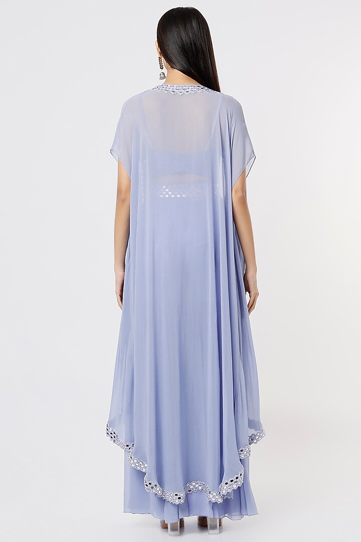 Periwinkle Blue Georgette Wedding Sharara Set by Kresha Lulla at Pernia's Pop Up Shop