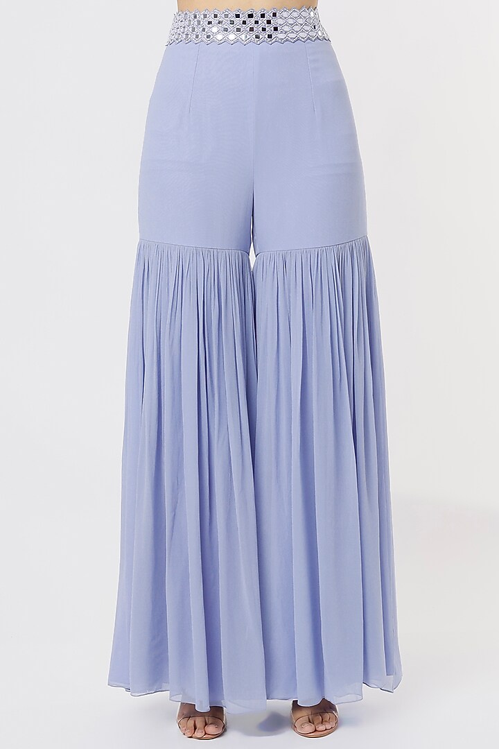 Periwinkle Blue Georgette Wedding Sharara Set by Kresha Lulla at Pernia's Pop Up Shop