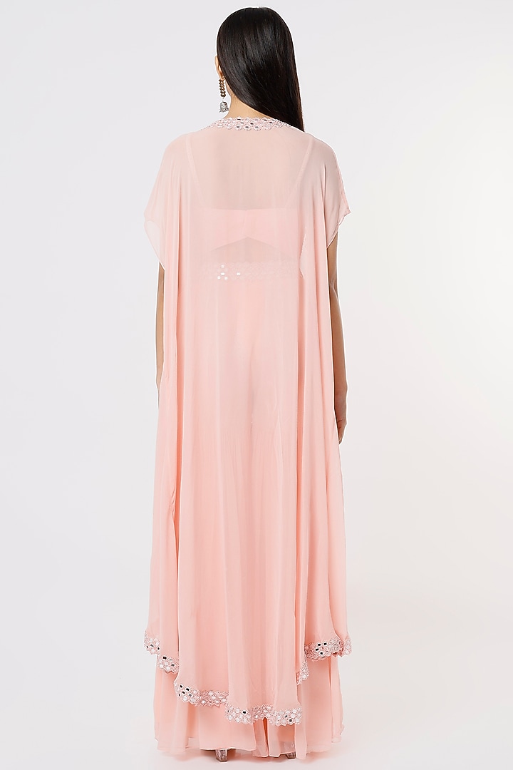 Blush Pink Georgette Ruffled Wedding Sharara Set by Kresha Lulla at Pernia's Pop Up Shop