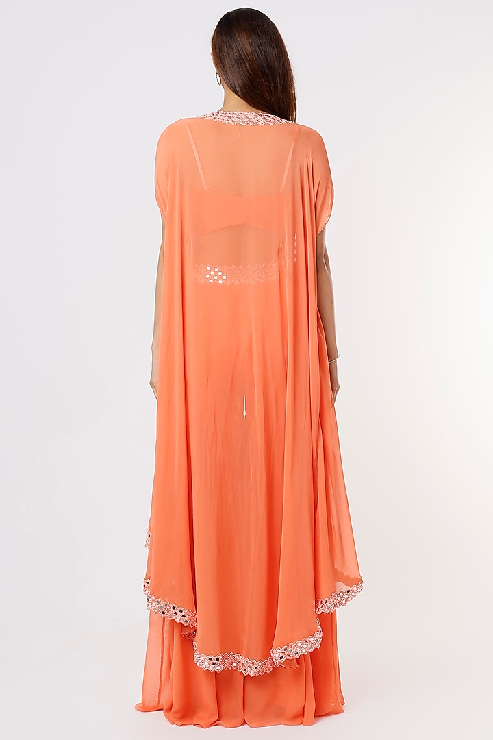 Orange Georgette Ruffled Wedding Sharara Set by Kresha Lulla at Pernia's Pop Up Shop