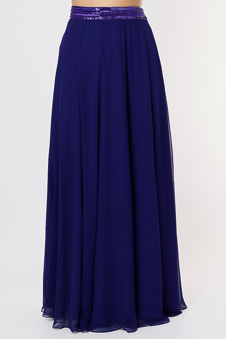 Royal Blue Georgette Skirt Set by Kresha Lulla at Pernia's Pop Up Shop