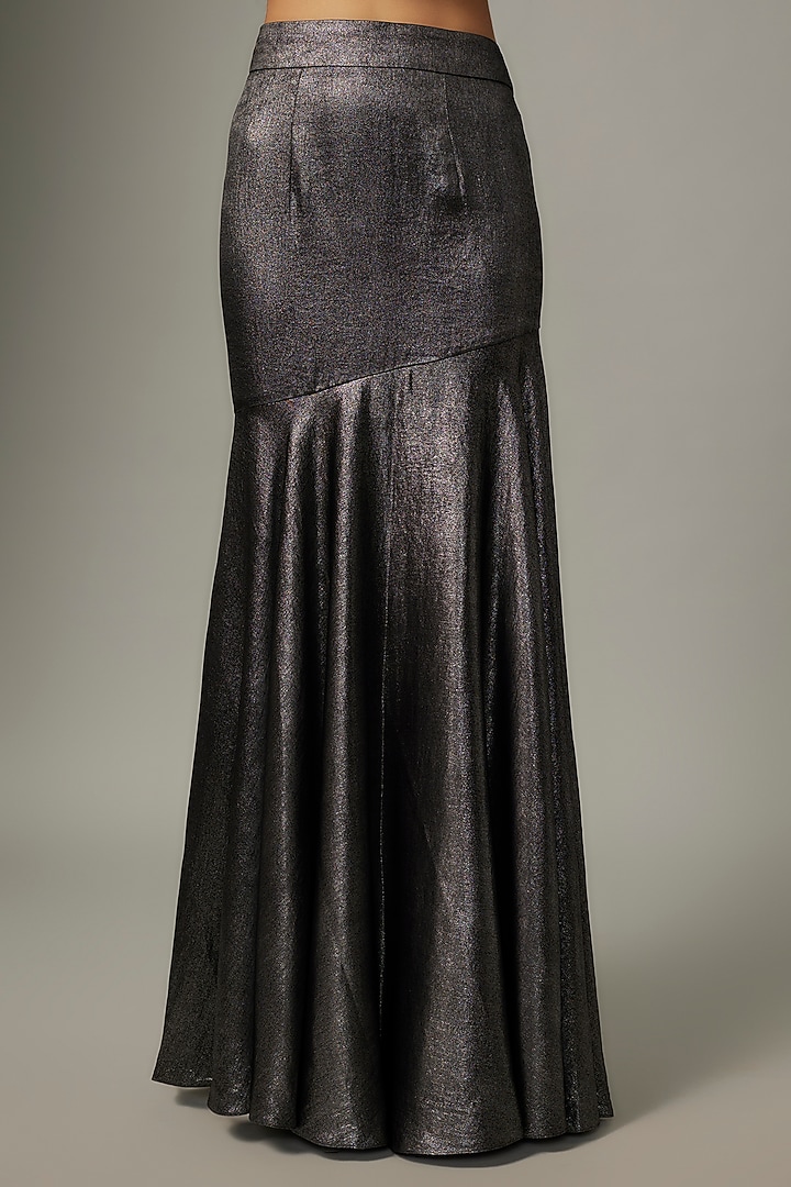 Metallic Silver & Black Shimmer Skirt Set by Kresha Lulla at Pernia's Pop Up Shop