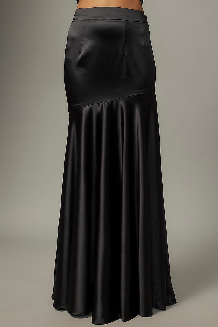 Black Satin & Raw Silk Skirt Set by Kresha Lulla at Pernia's Pop Up Shop