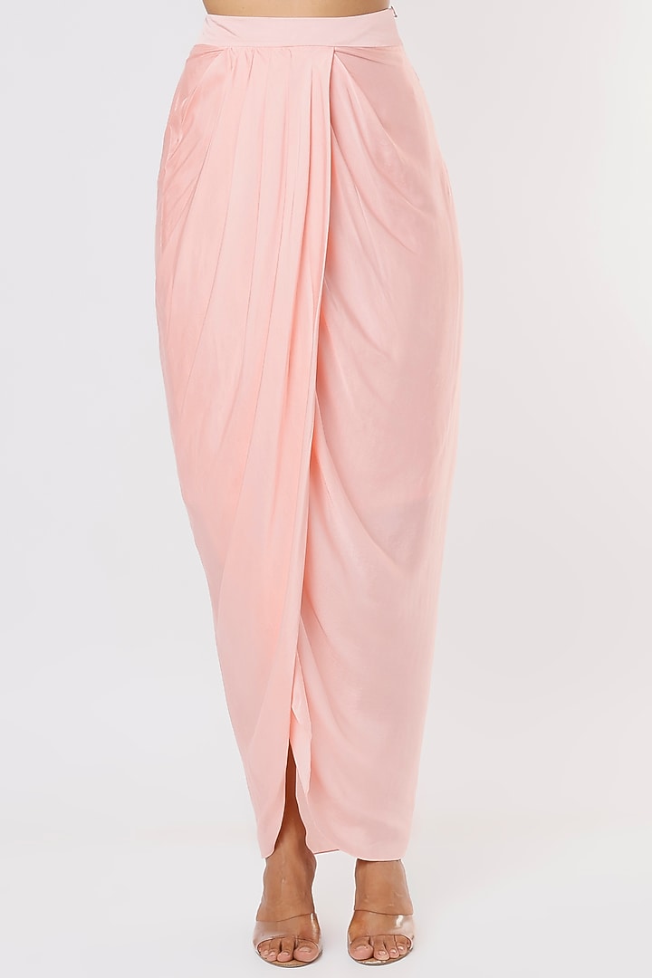 Peach Silk Dhoti Set With Cape by Kresha Lulla at Pernia's Pop Up Shop