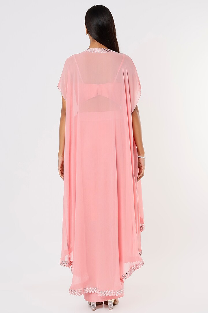 Bubblegum Pink Satin Dhoti Set With Cape by Kresha Lulla at Pernia's Pop Up Shop