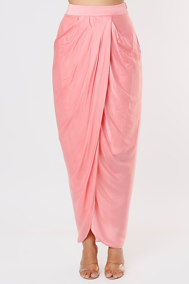 Bubblegum Pink Satin Dhoti Set With Cape by Kresha Lulla at Pernia's Pop Up Shop
