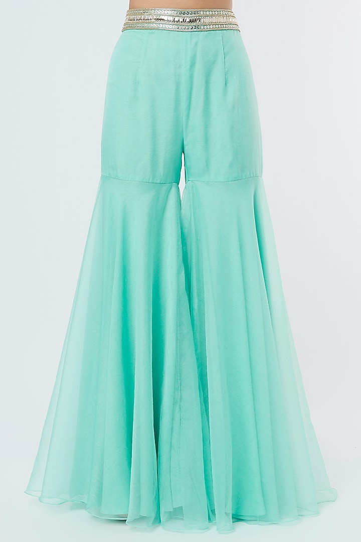 Aqua Embroidered Cape Set by Kresha Lulla at Pernia's Pop Up Shop