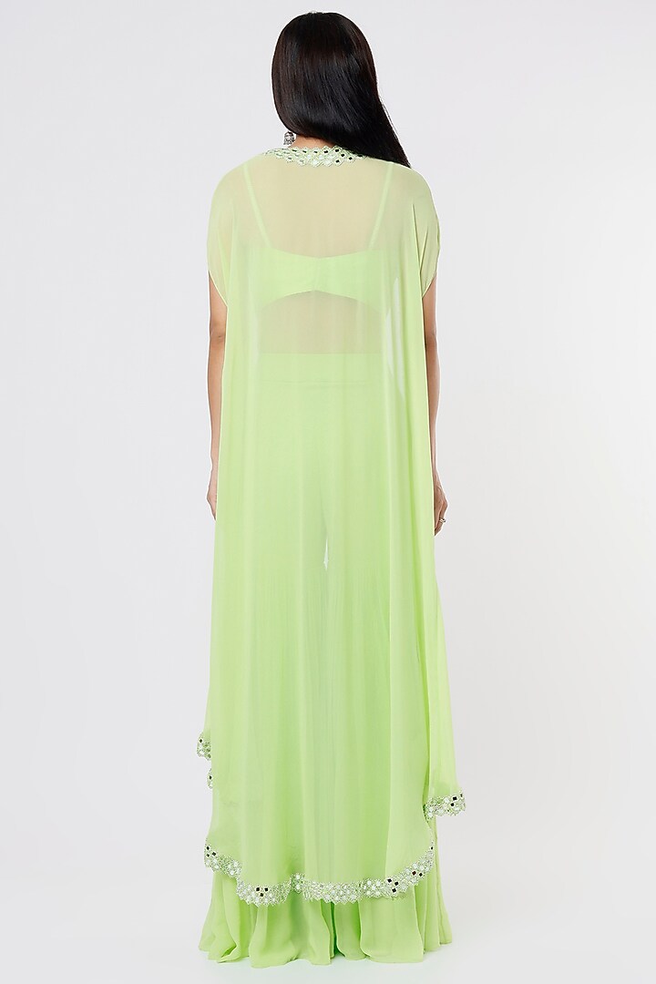 Lime Embroidered Cape Set by Kresha Lulla at Pernia's Pop Up Shop