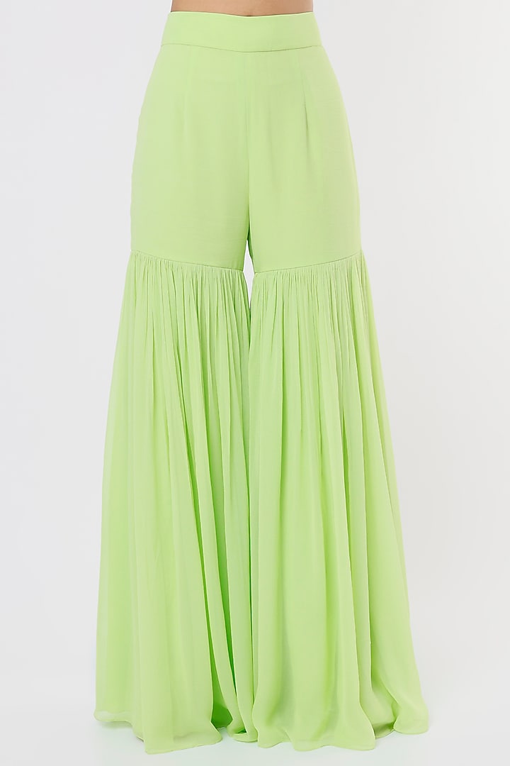 Lime Embroidered Cape Set by Kresha Lulla at Pernia's Pop Up Shop