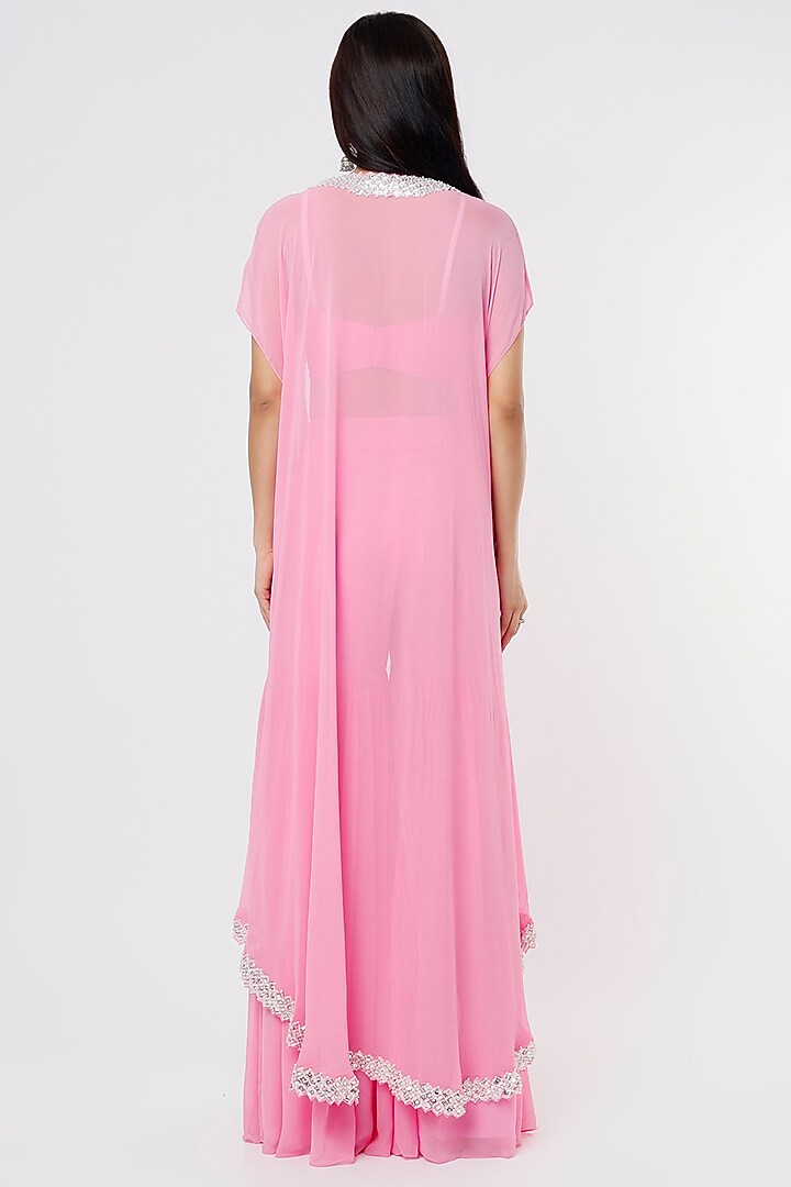 Pink Embroidered Cape Set by Kresha Lulla at Pernia's Pop Up Shop