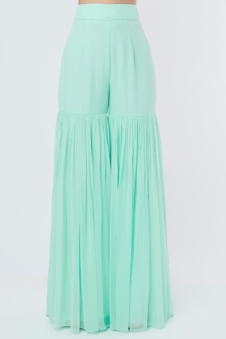 Aqua Mirror Embroidered Cape Set by Kresha Lulla at Pernia's Pop Up Shop