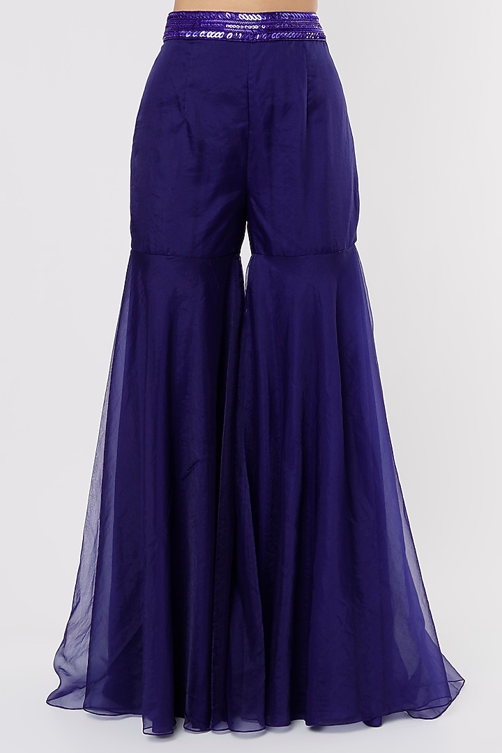 Royal Blue Embroidered Cape Set by Kresha Lulla at Pernia's Pop Up Shop