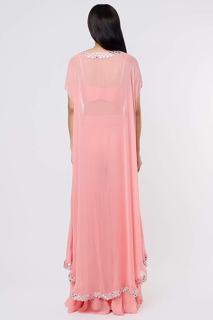 Bubblegum Pink Embroidered Cape Set by Kresha Lulla at Pernia's Pop Up Shop