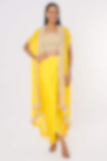 Yellow Georgette Dhoti Set by Kresha Lulla at Pernia's Pop Up Shop