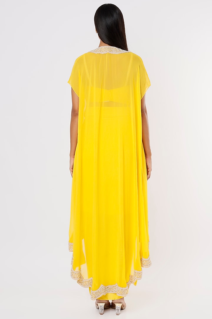 Yellow Georgette Dhoti Set by Kresha Lulla at Pernia's Pop Up Shop