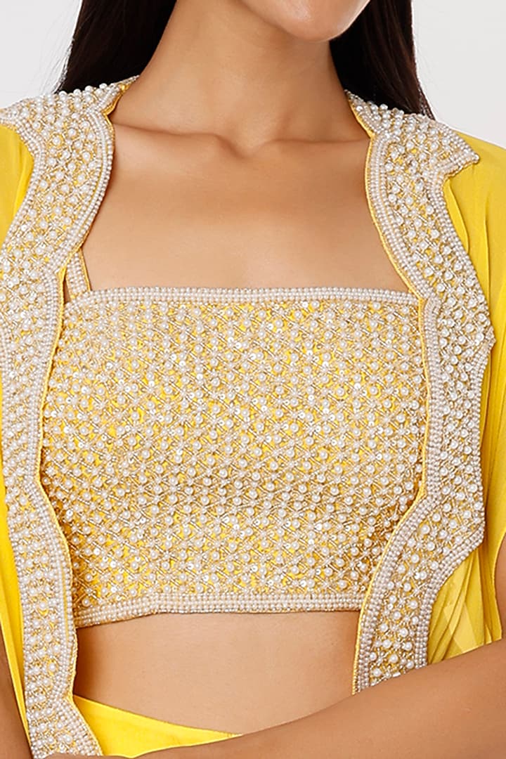 Yellow Georgette Dhoti Set by Kresha Lulla at Pernia's Pop Up Shop