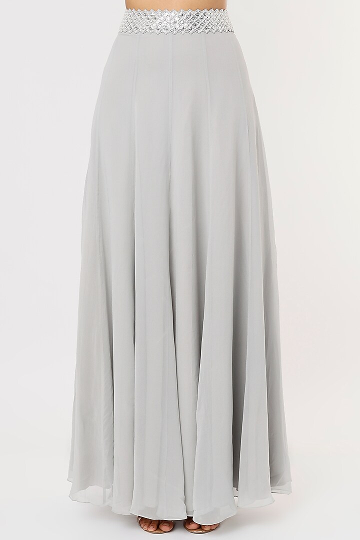 Grey Georgette Skirt Set by Kresha Lulla at Pernia's Pop Up Shop