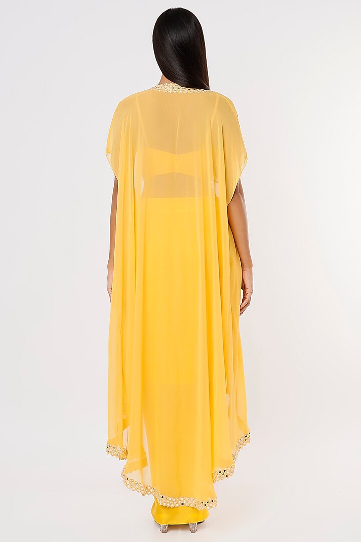Yellow Mirror Embroidered Dhoti Set by Kresha Lulla at Pernia's Pop Up Shop