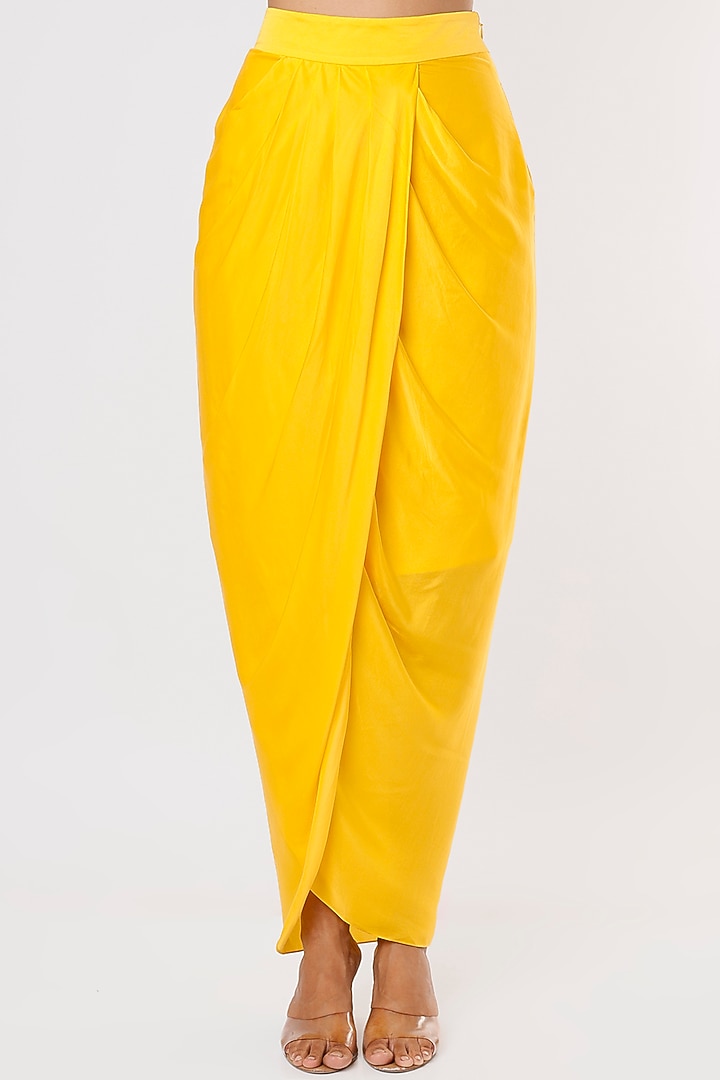 Yellow Mirror Embroidered Dhoti Set by Kresha Lulla at Pernia's Pop Up Shop