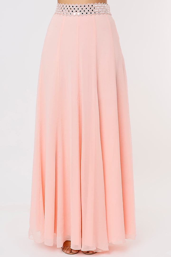 Pastel Pink Mirror Embroidered Wedding Lehenga Set by Kresha Lulla at Pernia's Pop Up Shop