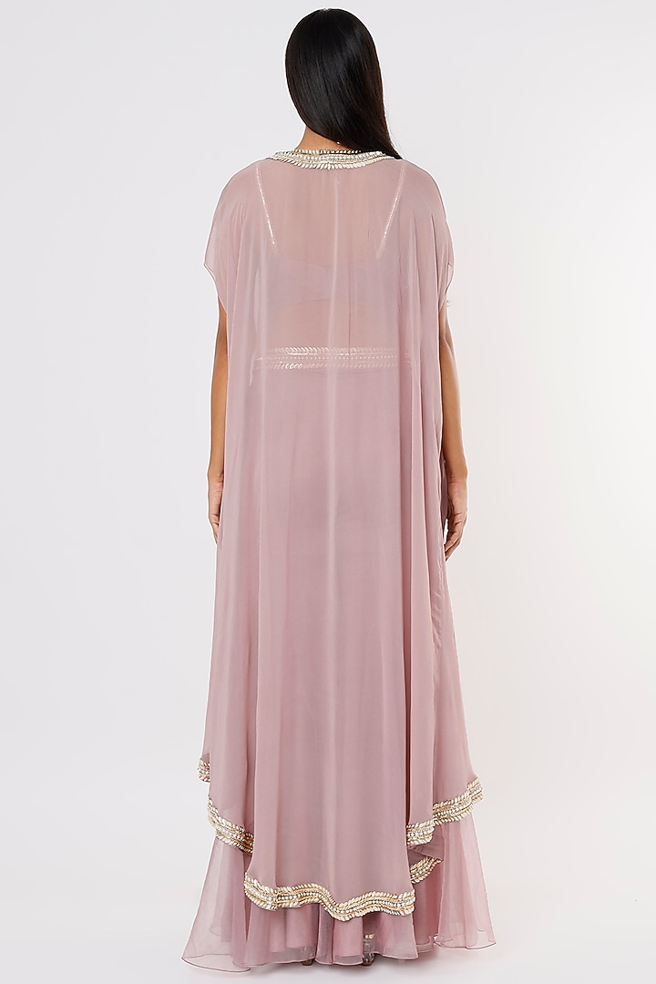 Mauve Embroidered Cape Set by Kresha Lulla at Pernia's Pop Up Shop