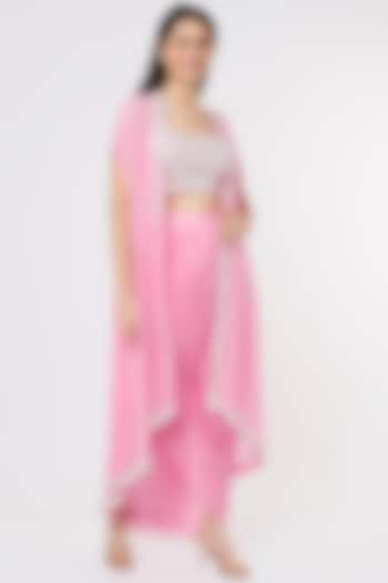 Pink Satin Cape Set by Kresha Lulla at Pernia's Pop Up Shop