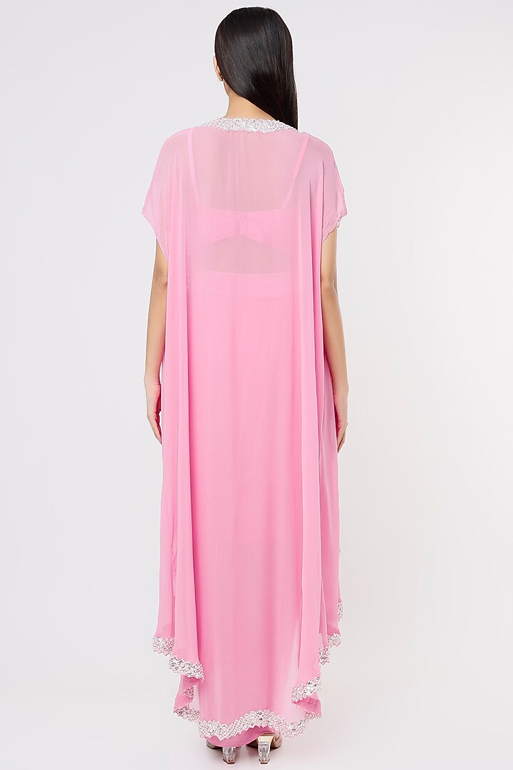 Pink Satin Cape Set by Kresha Lulla at Pernia's Pop Up Shop