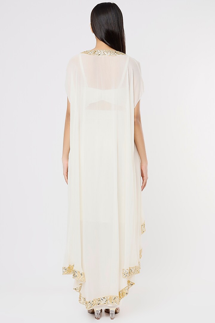 Ivory Silk Cape Set by Kresha Lulla at Pernia's Pop Up Shop
