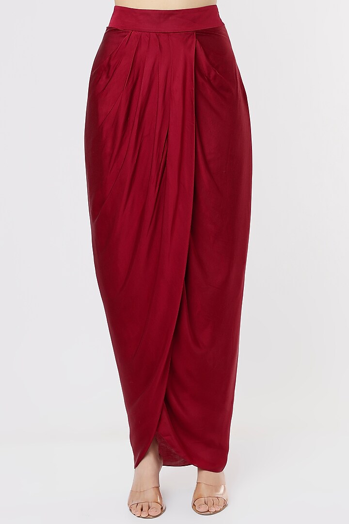Maroon Georgette Cape Set by Kresha Lulla at Pernia's Pop Up Shop