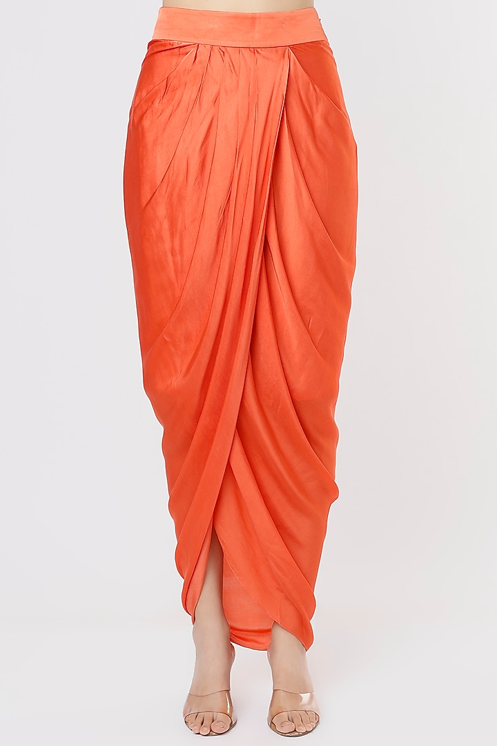Orange Embroidered Cape Set by Kresha Lulla at Pernia's Pop Up Shop