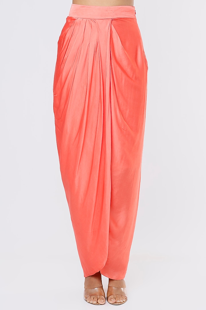 Coral Orange Georgette Cape Set by Kresha Lulla at Pernia's Pop Up Shop