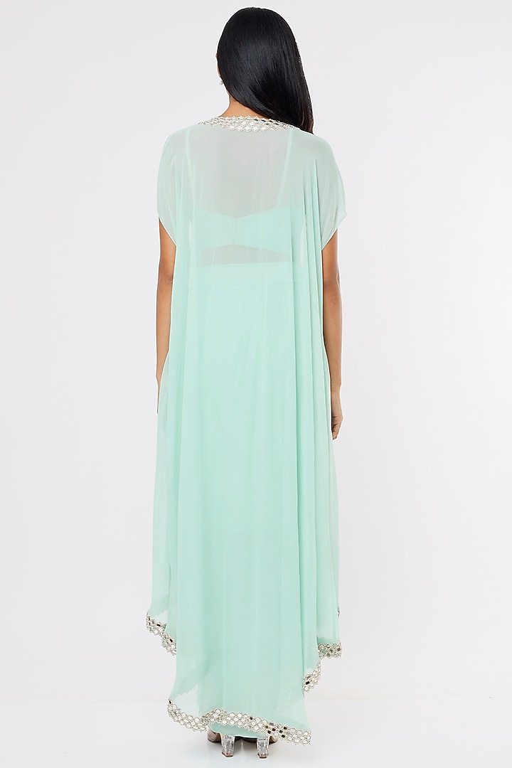 Sky Blue Embroidered Cape Set by Kresha Lulla at Pernia's Pop Up Shop