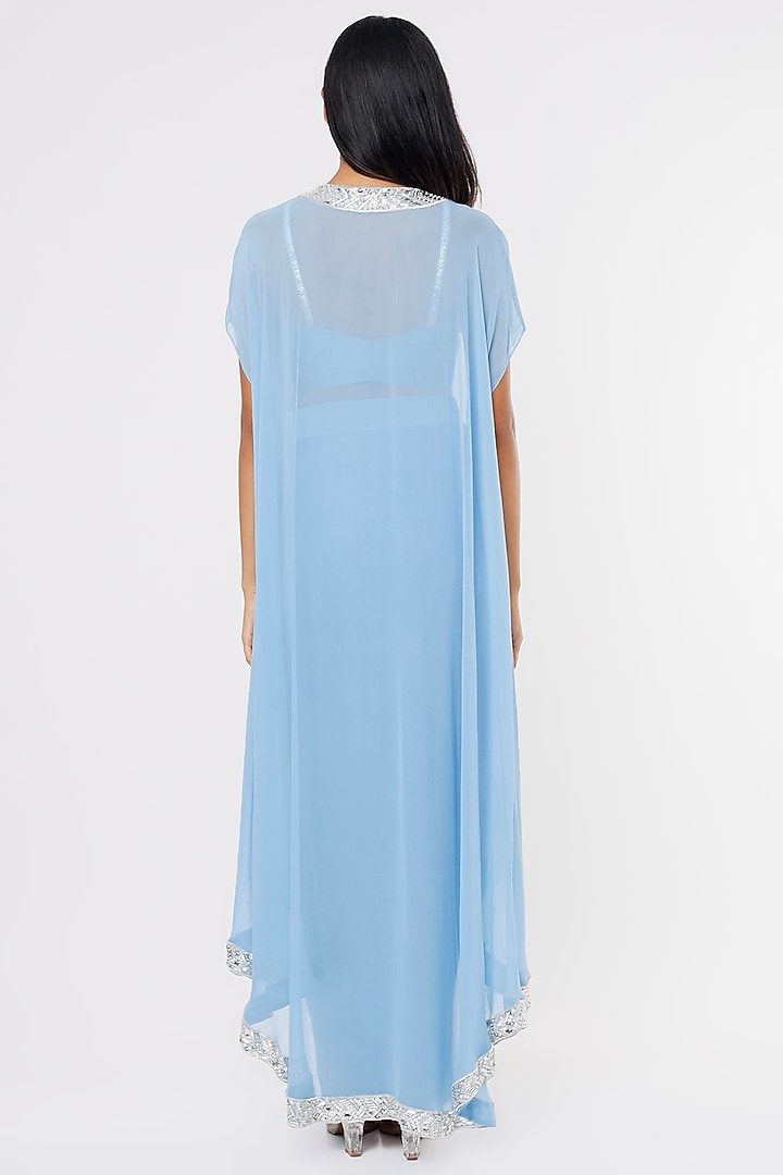 Firozi Georgette Cape Set by Kresha Lulla at Pernia's Pop Up Shop