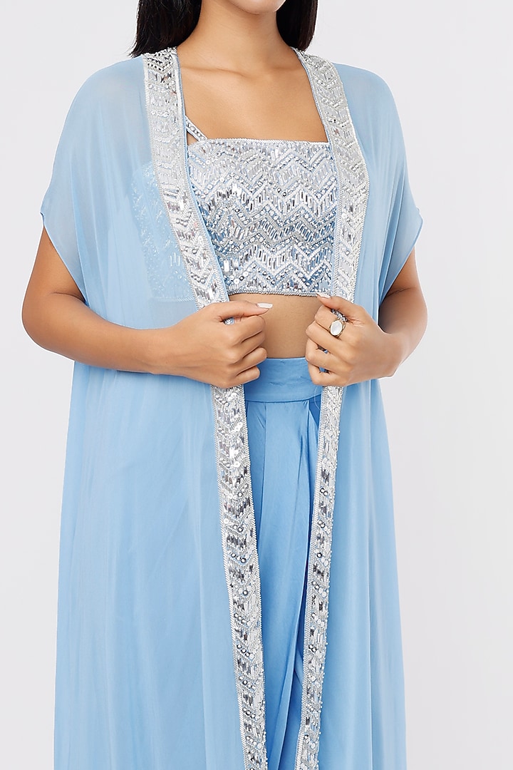 Firozi Georgette Cape Set by Kresha Lulla at Pernia's Pop Up Shop