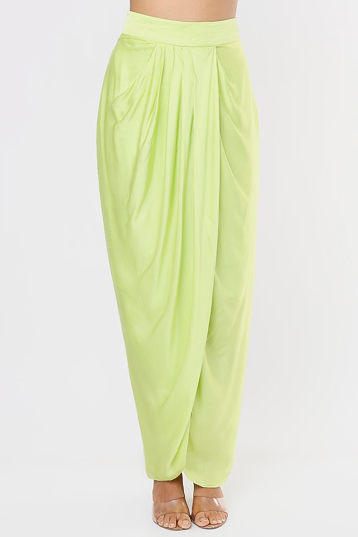Lime Green Embroidered Cape Set by Kresha Lulla at Pernia's Pop Up Shop