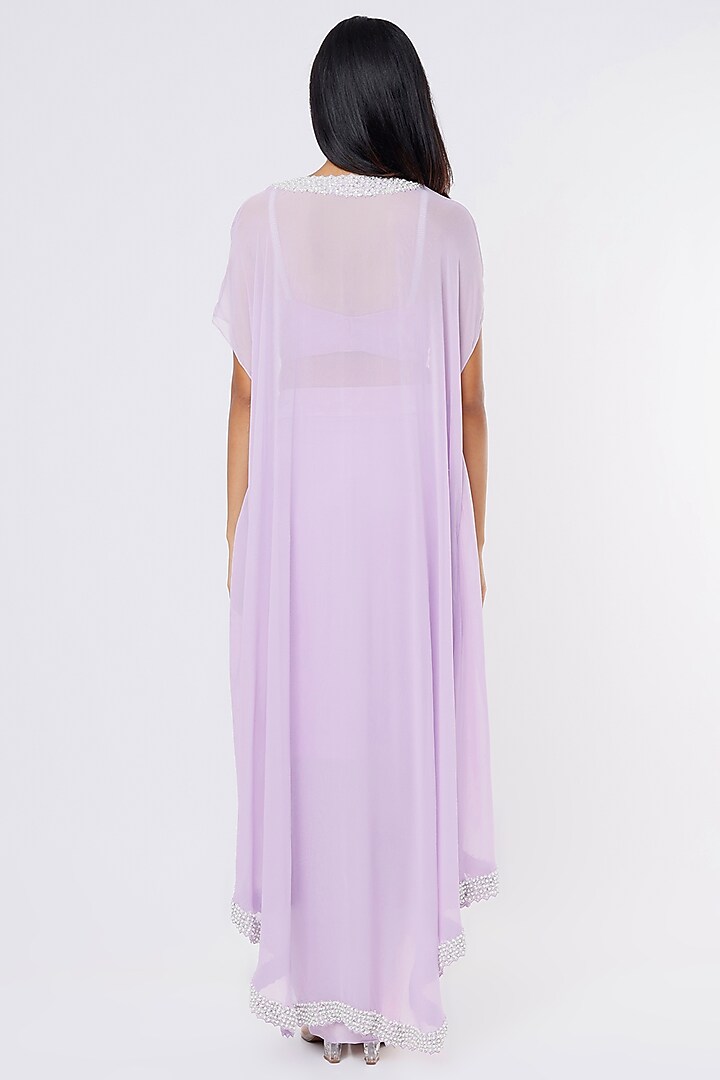 Lavender Embroidered Cape Set by Kresha Lulla at Pernia's Pop Up Shop