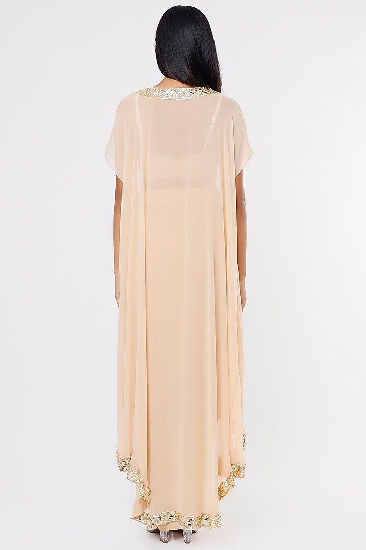 Beige Georgette Cape Set by Kresha Lulla at Pernia's Pop Up Shop