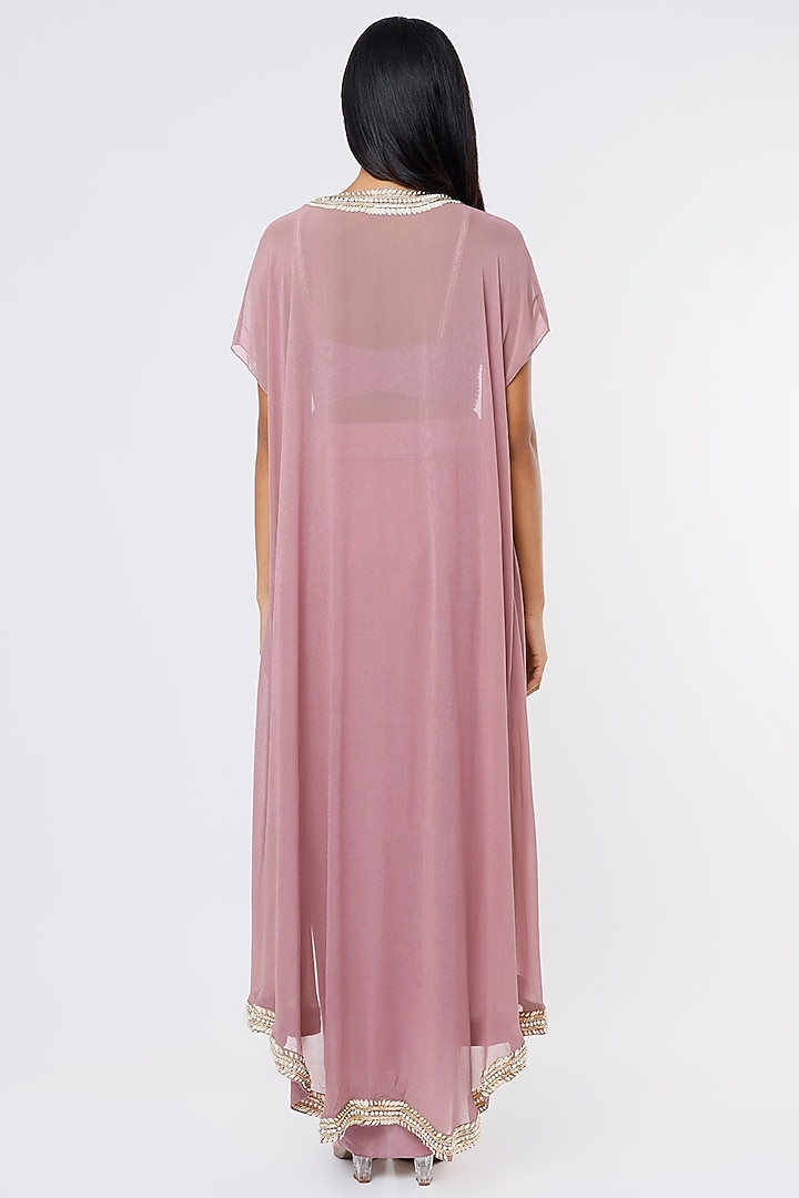 Mauve Georgette Cape Set by Kresha Lulla at Pernia's Pop Up Shop