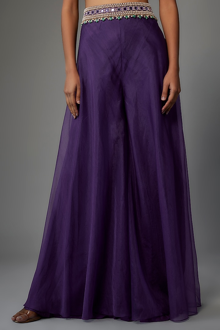 Purple Organza Embroidered Cape Set by Kresha Lulla at Pernia's Pop Up Shop