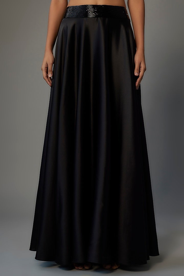 Black Organza Embroidered Cape Set by Kresha Lulla at Pernia's Pop Up Shop