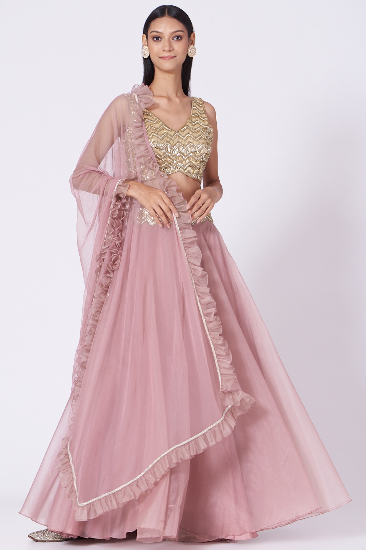 Buy online Ruffle Lehenga Choli With Dupatta Set from ethnic wear for Women  by Fabcartz for ₹1399 at 77% off | 2024 Limeroad.com