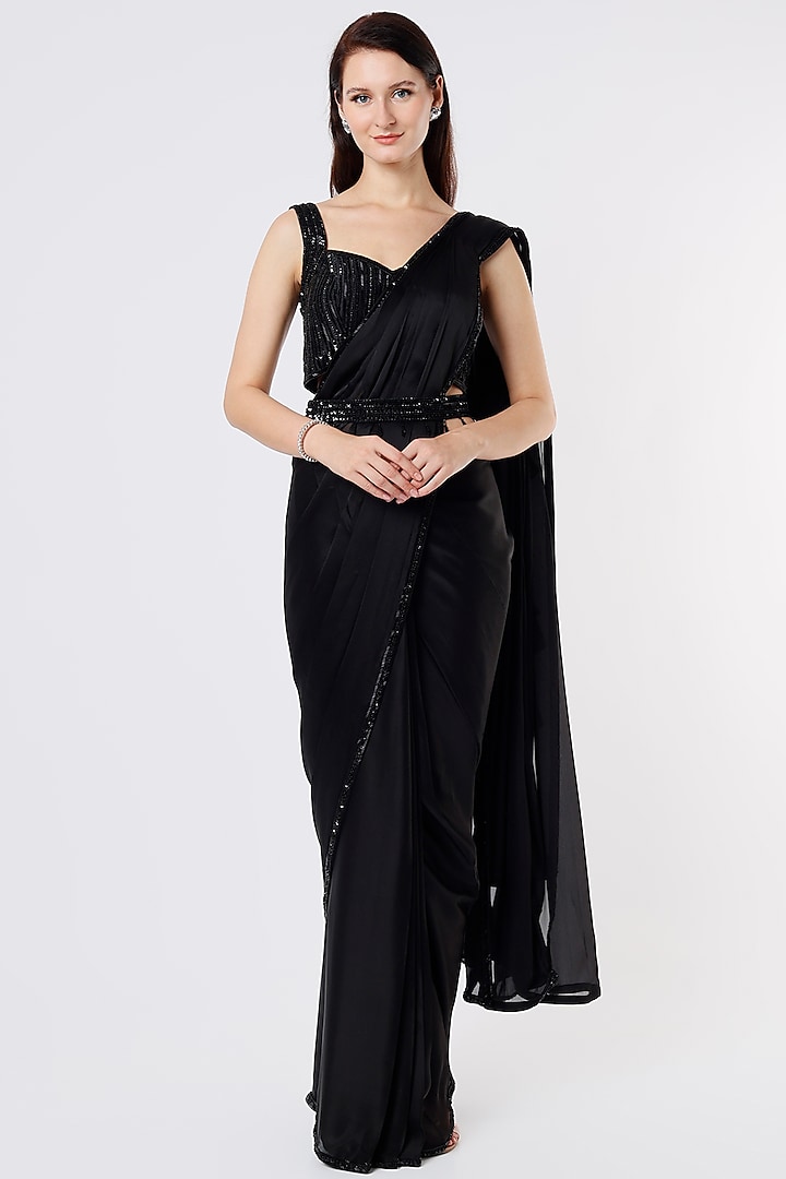 Black Drape Saree Set - Aaryaa by KK - East Boutique