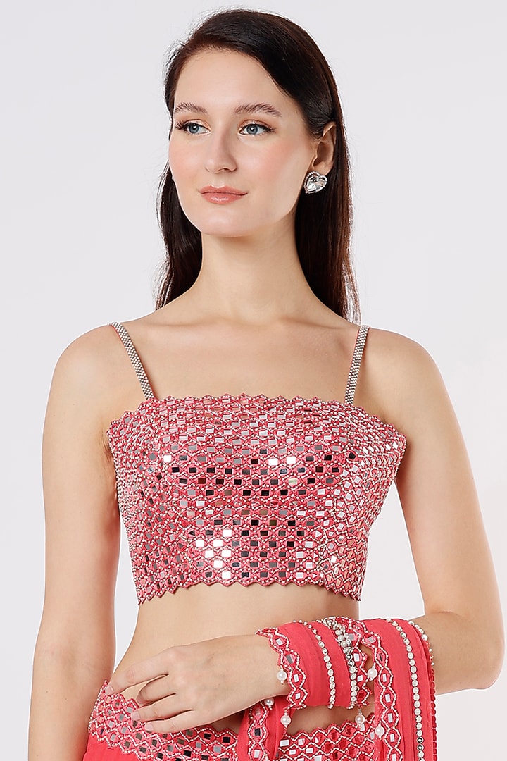 Bright Pink Embroidered Wedding Saree Set by Kresha Lulla at Pernia's Pop Up Shop