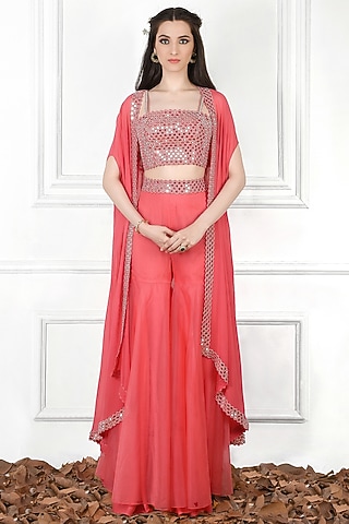 Pink Embellished Sharara Set by Kresha Lulla