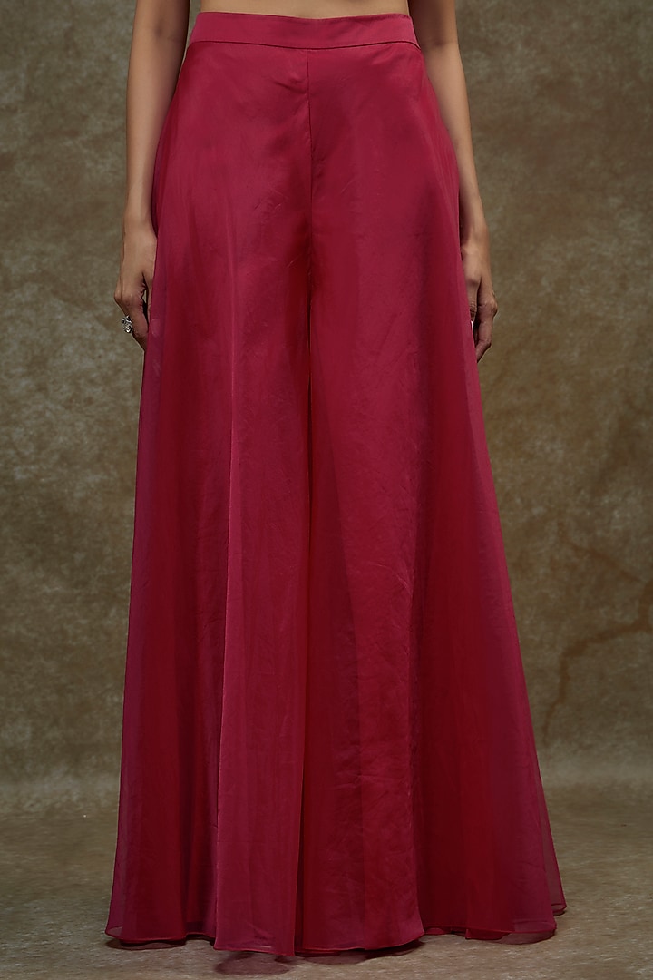 Pink Organza & Raw Silk Cape Set by Kresha Lulla at Pernia's Pop Up Shop