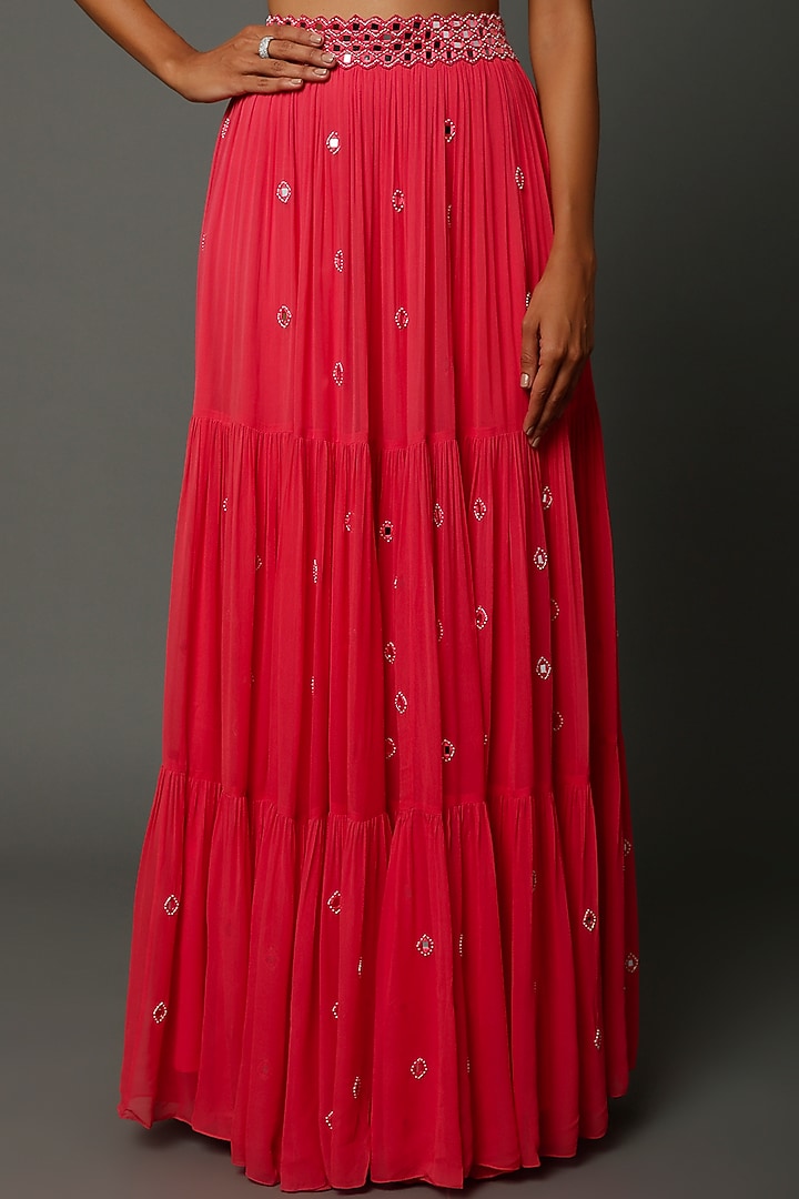 Pink Georgette Cape Set by Kresha Lulla at Pernia's Pop Up Shop