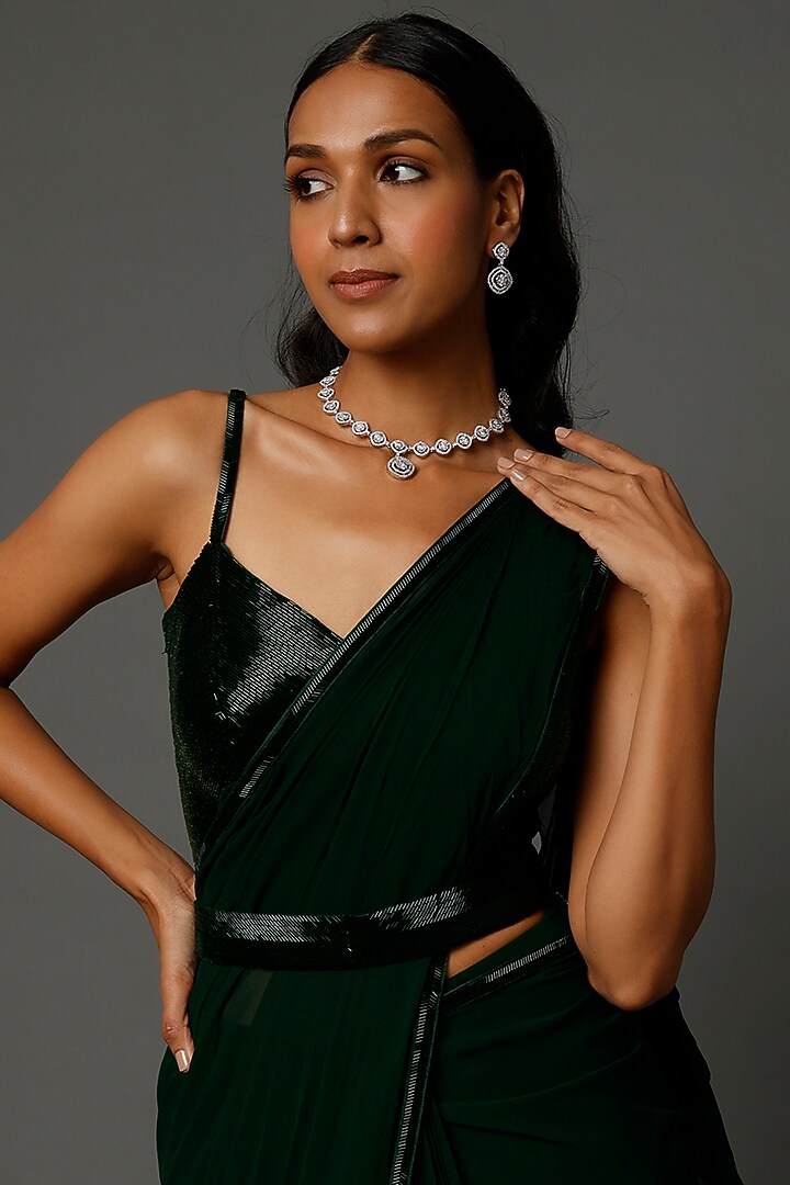 Black Embroidered Wedding Saree Set by Kresha Lulla at Pernia's Pop Up Shop