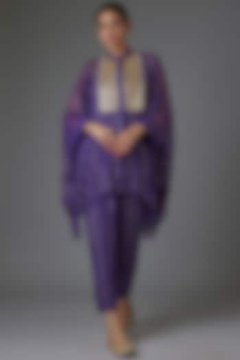 Purple Georgette Sequins Embroidered Tunic Set by Kresha Lulla at Pernia's Pop Up Shop