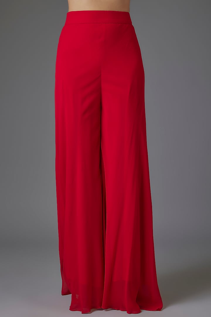 Red Georgette Sequins & Bead Embroidered Tunic Set by Kresha Lulla at Pernia's Pop Up Shop