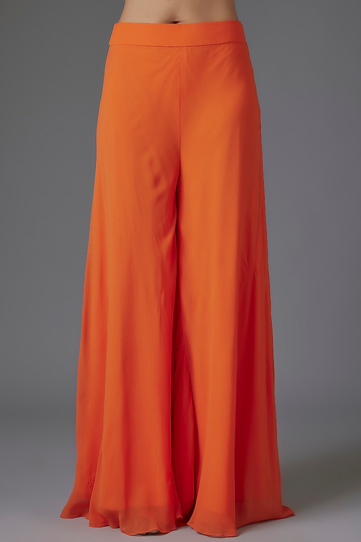 Orange Georgette Sequins & Bead Embroidered Tunic Set by Kresha Lulla at Pernia's Pop Up Shop